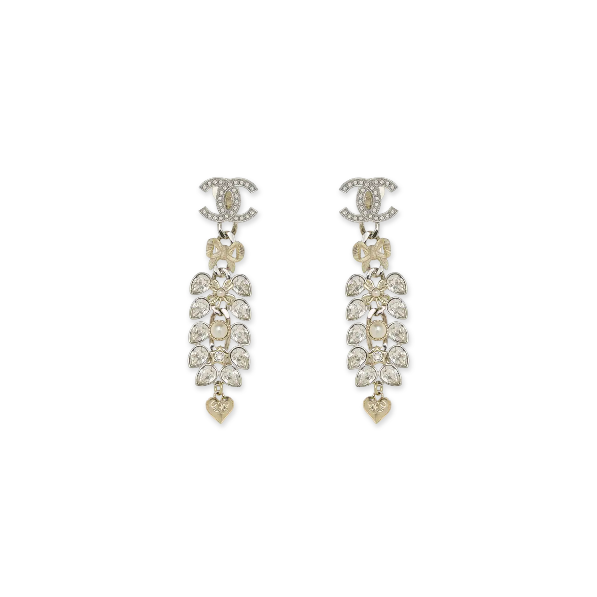 CHANEL CRYSTAL AND PEARL DANGLE EARRINGS ABE454